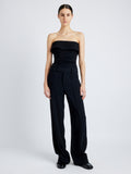 Proenza Schouler Front full length image of model wearing Felicity Top in Matte Viscose Crepe in BLACK