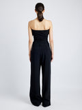 Proenza Schouler Back full length image of model wearing Felicity Top in Matte Viscose Crepe in BLACK