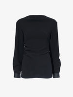 Proenza Schouler Still Life image of Alexis Top in Matte Viscose Crepe with Faux Leather in BLACK