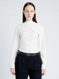 Proenza Schouler Front cropped image of model wearing Alexis Top in Matte Viscose Crepe in WHITE