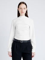 Proenza Schouler Front cropped image of model wearing Alexis Top in Matte Viscose Crepe in WHITE