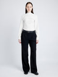 Proenza Schouler Front full length image of model wearing Alexis Top in Matte Viscose Crepe in WHITE