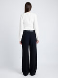 Proenza Schouler Back full length image of model wearing Alexis Top in Matte Viscose Crepe in WHITE