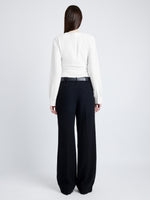 Proenza Schouler Back full length image of model wearing Alexis Top in Matte Viscose Crepe in WHITE