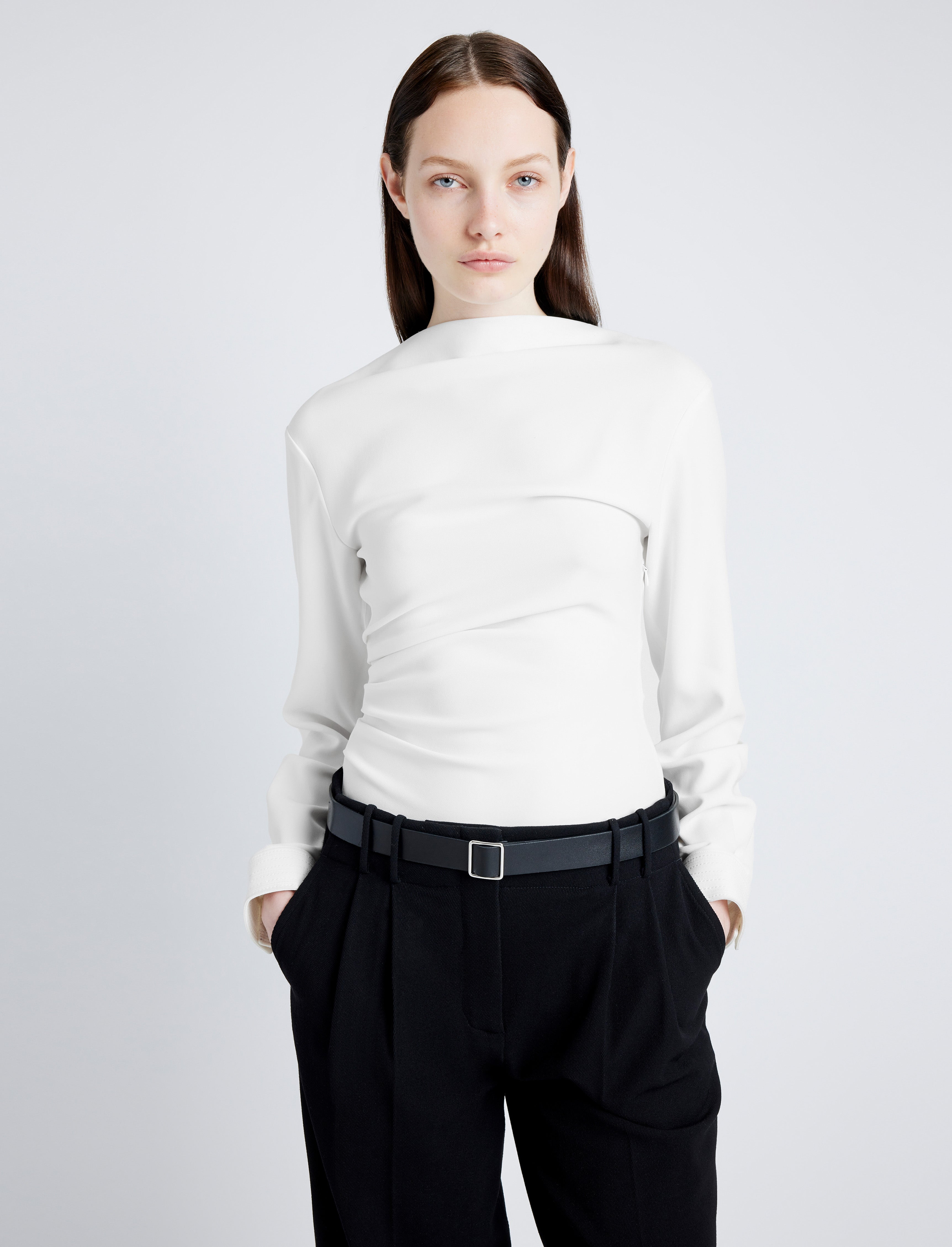 Alexis brand white shirt with online transparent sleeves