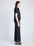 Proenza Schouler Side full length image of model wearing Kennedy Top in Stretch Lace in BLACK