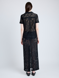 Proenza Schouler Back full length image of model wearing Kennedy Top in Stretch Lace in BLACK