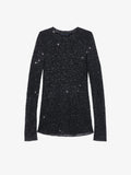 Proenza Schouler Still Life image of Sophie Long Sleeve Top in Sequin in BLACK