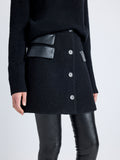 Proenza Schouler Detail image of model wearing Mei Skirt in Boiled Wool Jersey in BLACK