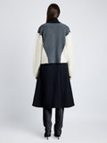 Proenza Schouler Back full length image of model wearing Alma Sweater in Graphic Instrasia in ECRU MULTI