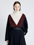 Proenza Schouler Front cropped image of model wearing Alma Sweater in Graphic Instrasia in BLACK MULTI