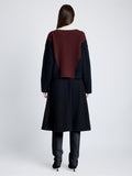 Proenza Schouler Back full length image of model wearing Alma Sweater in Graphic Instrasia in BLACK MULTI