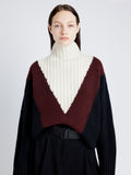 Proenza Schouler Detail image of model wearing Alma Sweater in Graphic Instrasia in BLACK MULTI