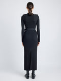 Proenza Schouler Back full length image of model wearing Lauryn Dress in Silk Viscose Knit in BLACK