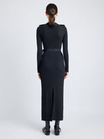 Proenza Schouler Back full length image of model wearing Lauryn Dress in Silk Viscose Knit in BLACK