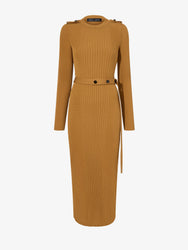 Proenza Schouler Still Life image of Lauryn Dress in Silk Viscose Knit in DARK CAMEL