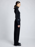 Proenza Schouler Side image of model wearing Norah Top in Silk Viscose Knit in BLACK