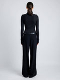 Proenza Schouler Back full length image of model wearing Norah Top in Silk Viscose Knit in BLACK