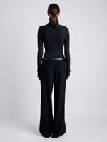 Proenza Schouler Back full length image of model wearing Norah Top in Silk Viscose Knit in BLACK