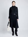 Proenza Schouler Front full length image of model wearing Greta Sweater in Lofty Eco Cashmere in BLACK