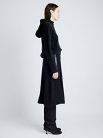 Proenza Schouler Side full length image of model wearing Greta Sweater in Lofty Eco Cashmere in BLACK