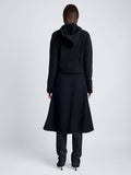 Proenza Schouler Back full length image of model wearing Greta Sweater in Lofty Eco Cashmere in BLACK