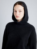 Proenza Schouler Detail image of model wearing Greta Sweater in Lofty Eco Cashmere in BLACK