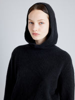 Proenza Schouler Detail image of model wearing Greta Sweater in Lofty Eco Cashmere in BLACK