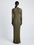 Proenza Schouler Back image of model wearing Joni Dress in Metallic Rib in GOLD