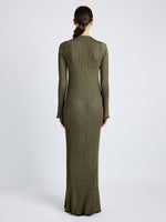 Proenza Schouler Back image of model wearing Joni Dress in Metallic Rib in GOLD