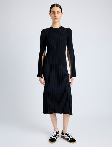 Proenza Schouler front image of Kenna Dress in Midweight Viscose Rib in BLACK