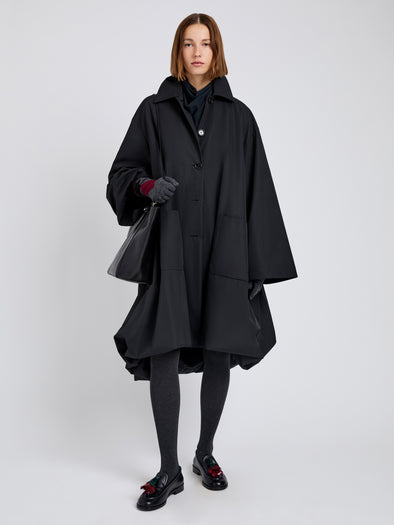 Proenza Schouler front image of model wearing Verretta Coat In Coated Cotton in black