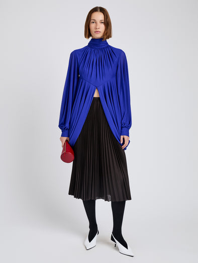 Proenza Schouler Front full length image of model wearing Eda Skirt in Jersey in Espresso