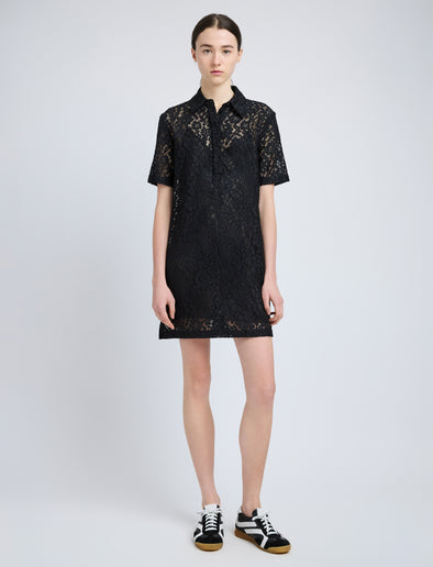 Proenza Schouler front image of model wearing Rainer Dress in Stretch Lace in black