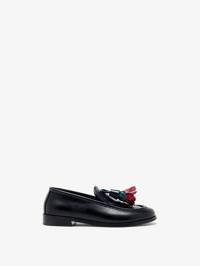 Proenza Schouler side image of Albers Loafers In Box Calf in black/red