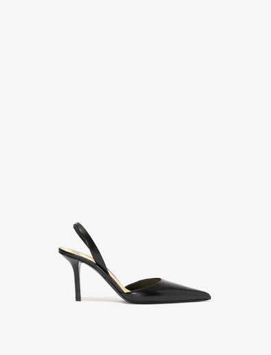 Proenza Schouler side image of Slash Slingback Pumps in Spazzolato Leather in black