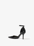 Proenza Schouler Back 3/4 image of Slash Ankle Strap Pumps in Spazzolato Leather in black