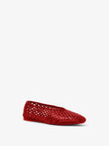 Front 3/4 image of Tee Perforated Ballerina Flats in RED