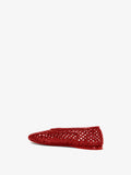 Back 3/4 image of Tee Perforated Ballerina Flats in RED