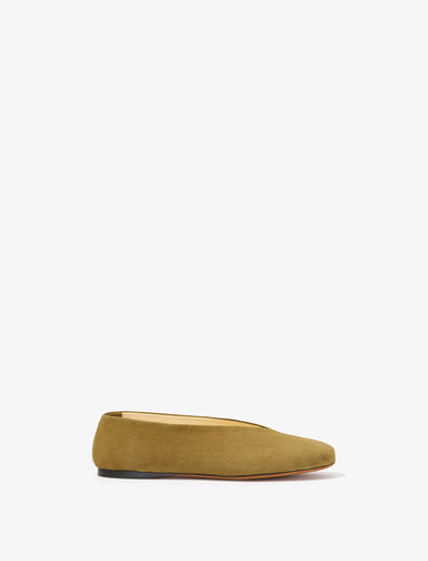 Front image of Tee Ballet Flats in Suede in OCHRE