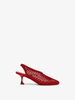 Front image of Tee Perforated Slingback Pumps in RED