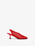 Front image of Tee Perforated Slingback Pumps in RED