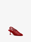 Front 3/4 image of Perforated Slingback Pumps in RED