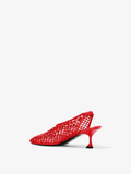 Back 3/4 image of Perforated Slingback Pumps in RED