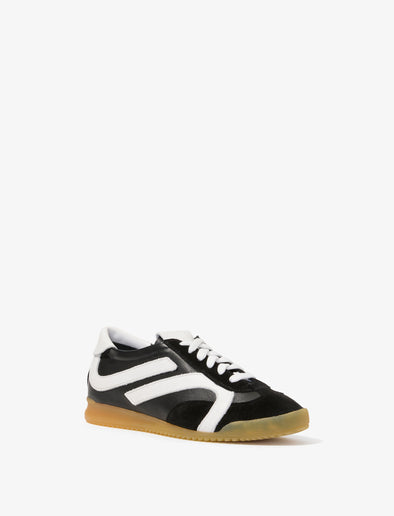 Proenza Schouler front 3/4 image of Track Sneakers in black with white stripes