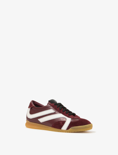 Proenza Schouler Front 3/4 image of Track Sneakers in oxblood/ivory