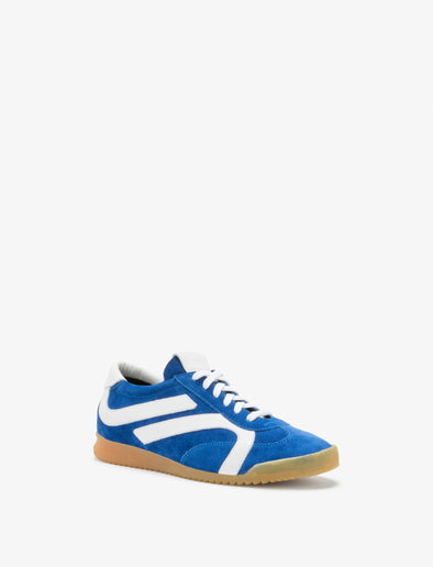 Proenza Schouler front 3/4 image of Track Sneakers in cobalt/white