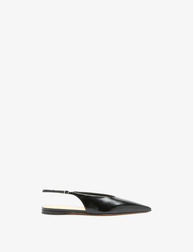 Front image of Slash Flat Slingbacks in Black