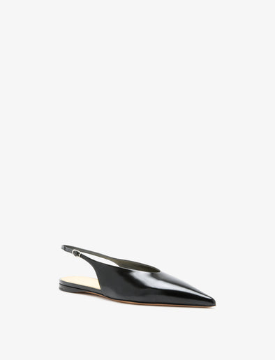 3/4 Front image of Slash Flat Slingbacks in Black