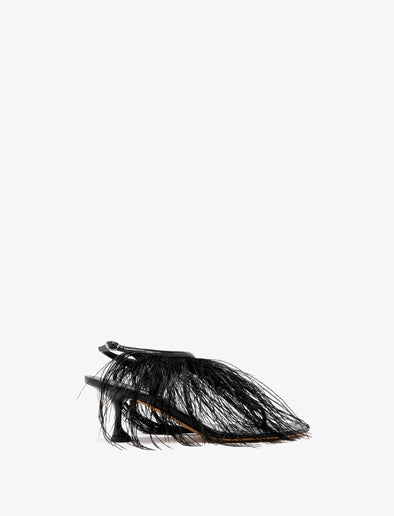 Proenza Schouler Side image of Tee Thong Feather Sandals in Slick Nappa in black